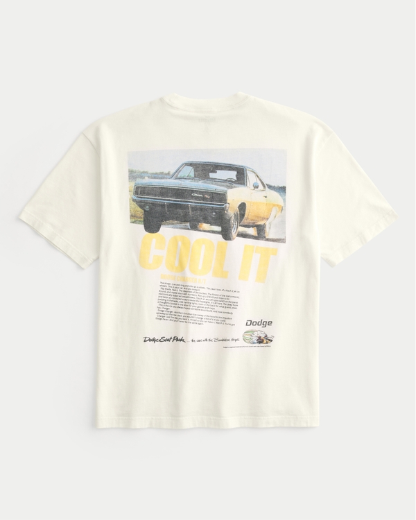 Boxy Dodge Charger Graphic Tee, Cream