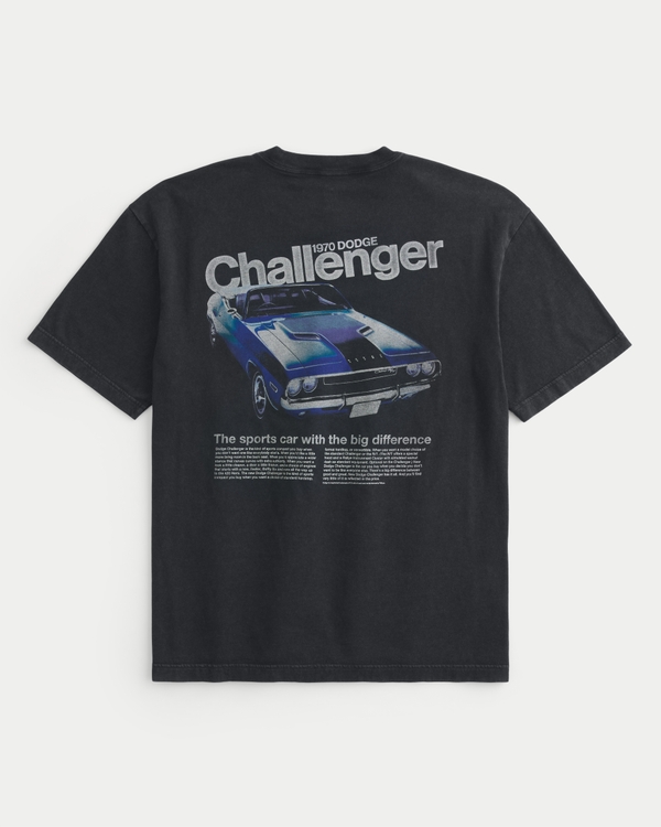Boxy Dodge Challenger Graphic Tee, Washed Black