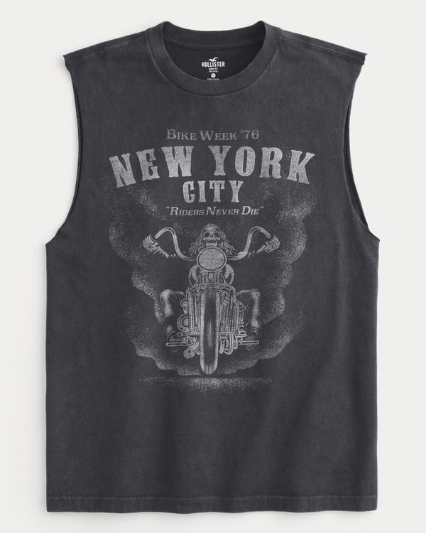 Relaxed Motorcycle Graphic Cutoff Tank