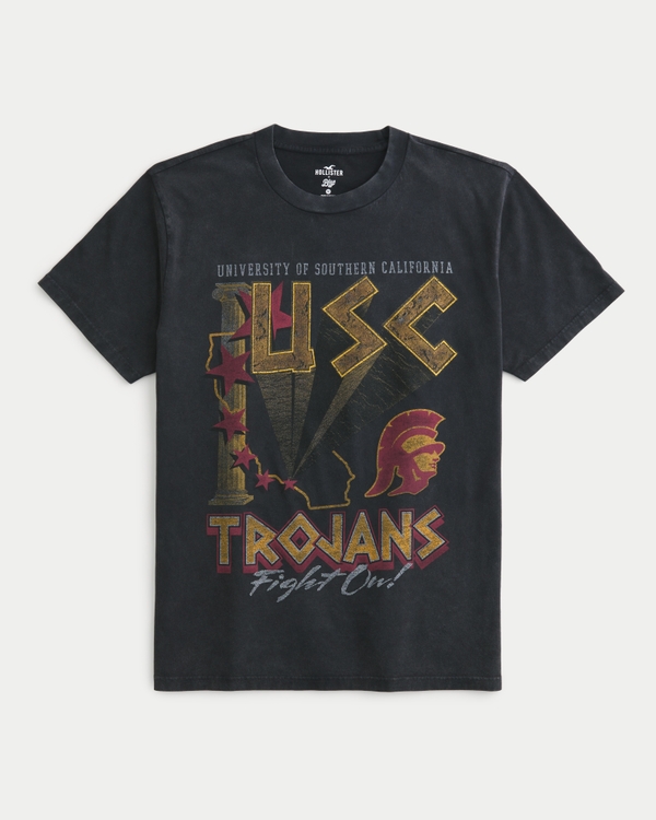 Relaxed USC Trojans Graphic Tee, Washed Black - Usc