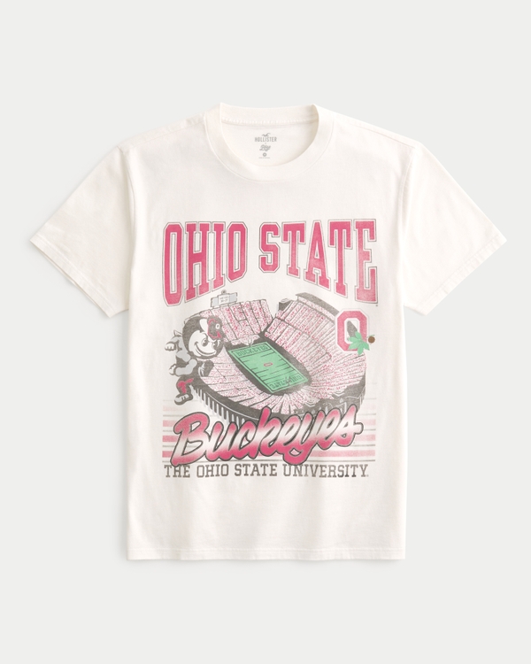 T-shirt graphique Buckeyes d’Ohio State décontracté, Off White - Osu