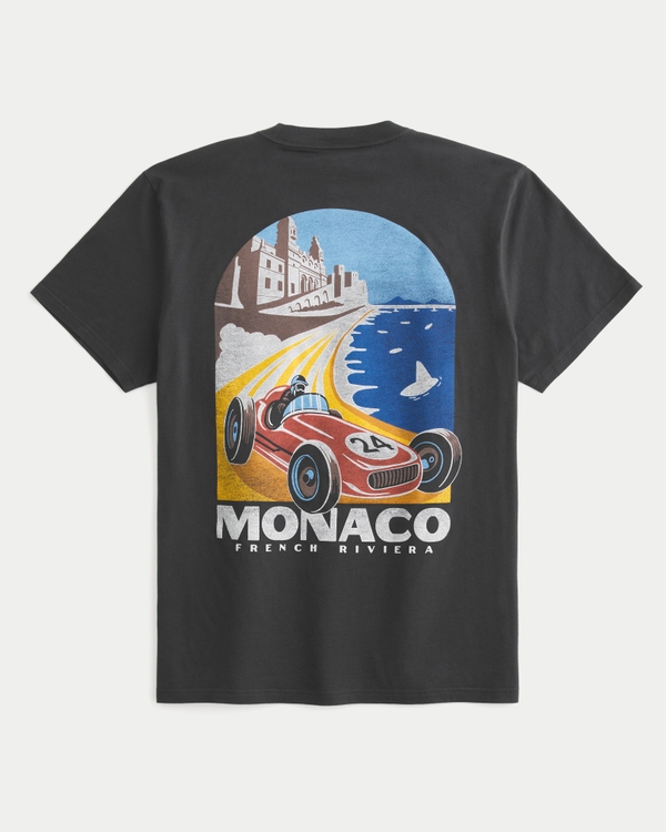 Relaxed Monaco Racing Graphic Tee, Black