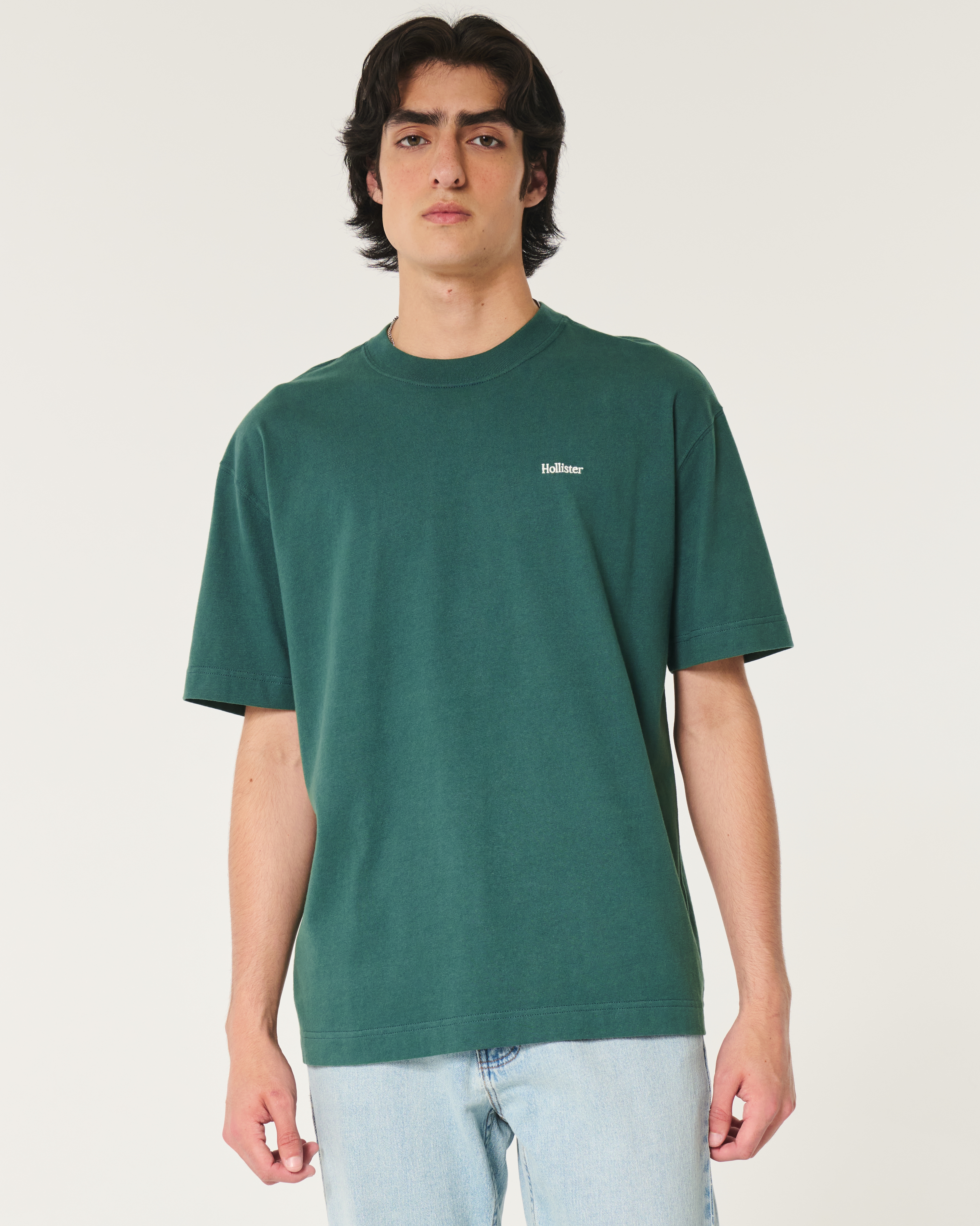 Hollister green t shirt hotsell