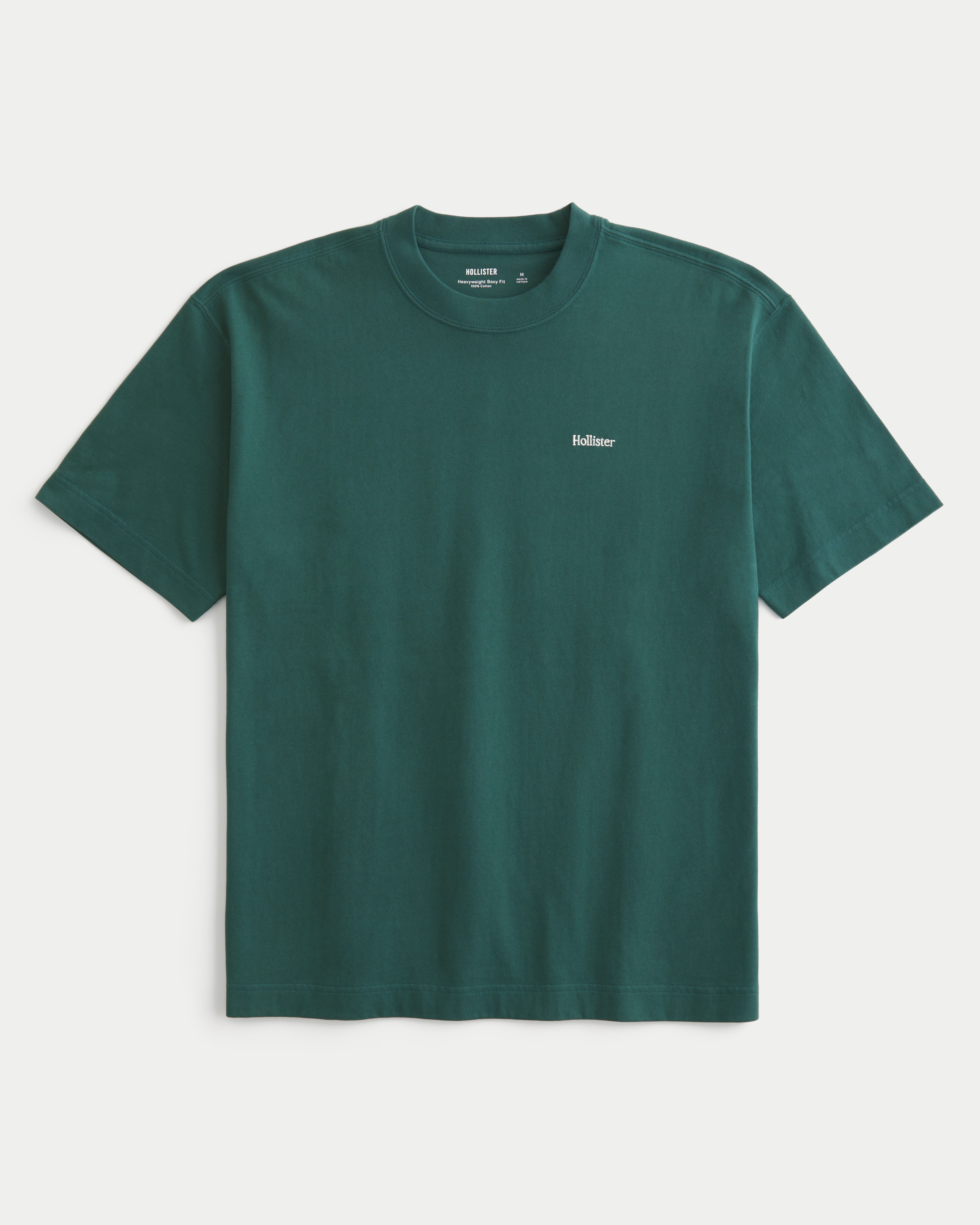 Men s Boxy Heavyweight Logo Tee in Dark Emerald Size XL from Hollister