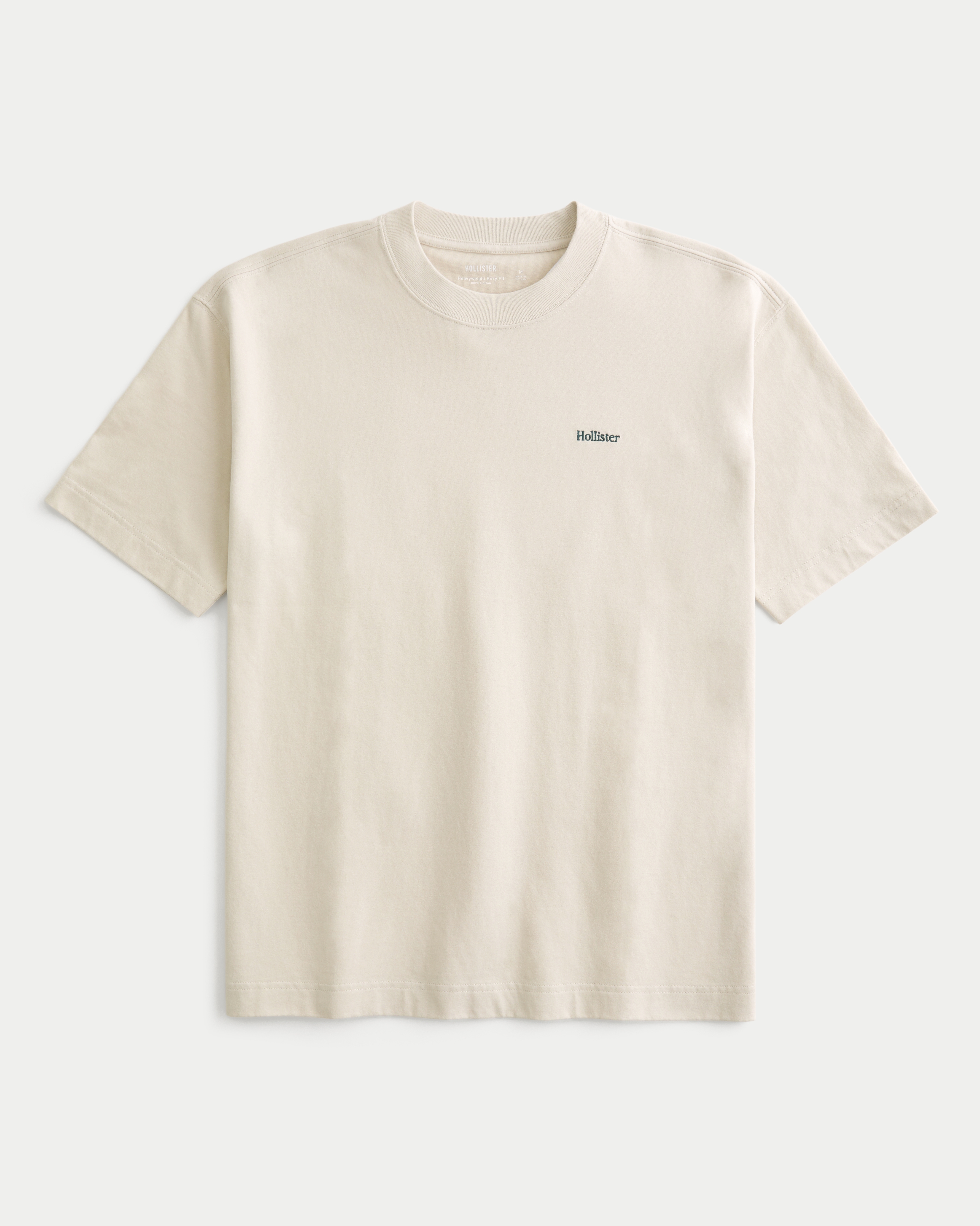 Men s Boxy Heavyweight Logo Tee in Tan Size S from Hollister