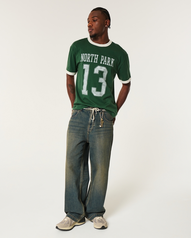 Boxy Varsity Graphic Ringer T-Shirt