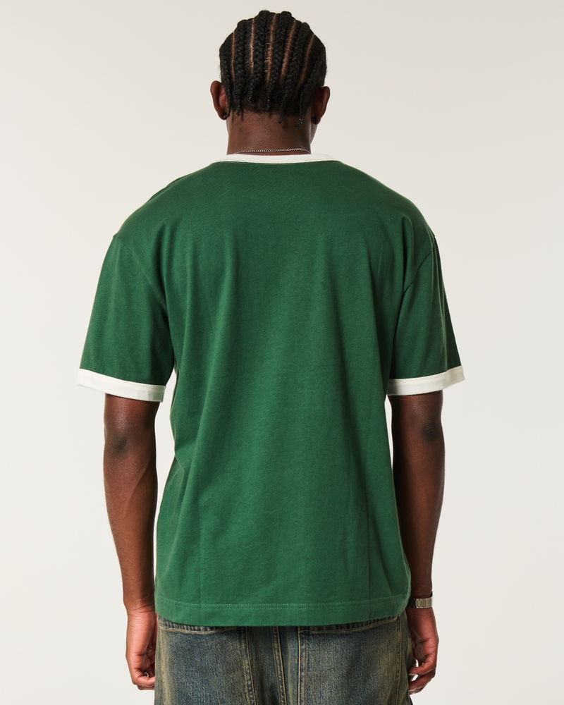 Boxy Varsity Graphic Ringer T-Shirt