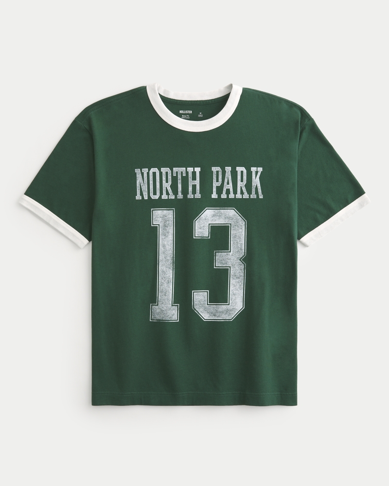 Boxy Varsity Graphic Ringer T-Shirt
