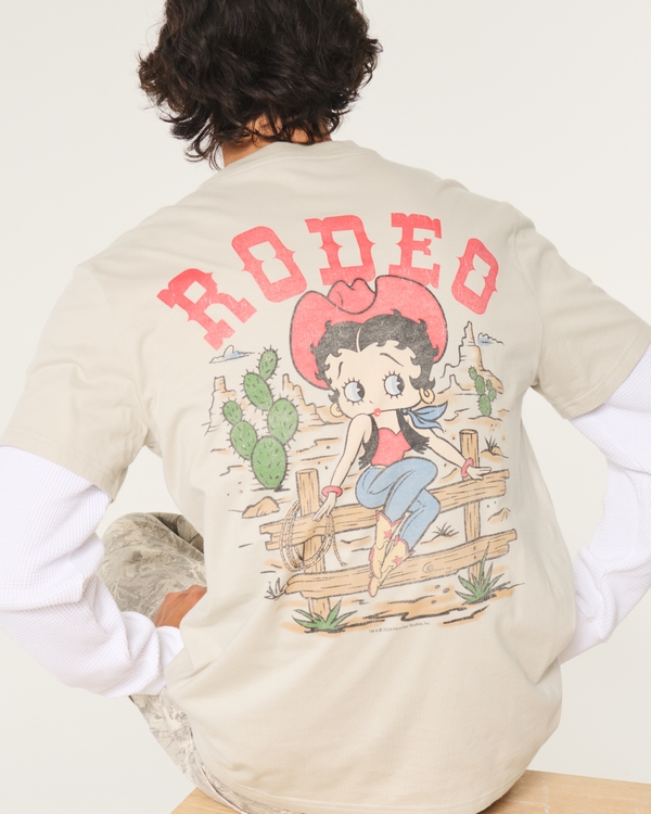 Relaxed Betty Boop Graphic Tee, Light Tan