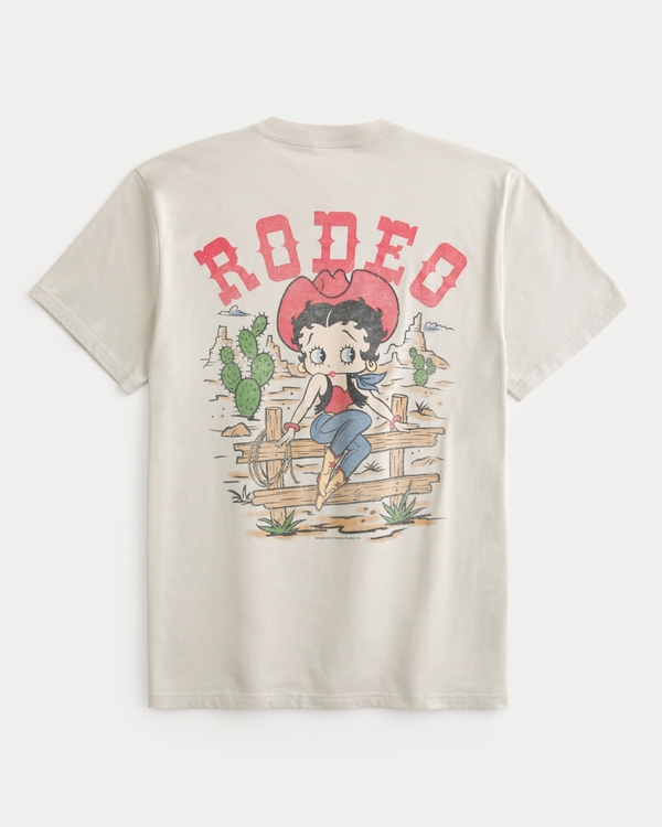 Relaxed Betty Boop Graphic Tee, Light Tan