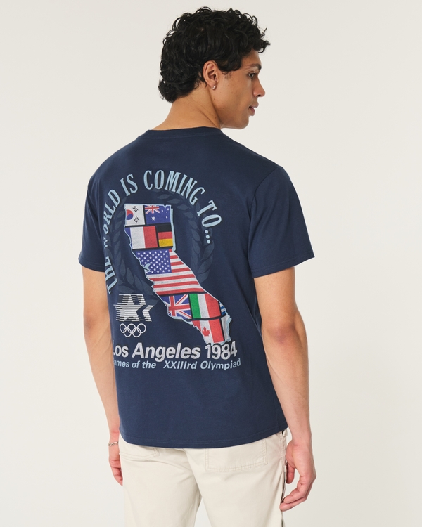 Relaxed Los Angeles 1984 Olympics Graphic Tee, Navy