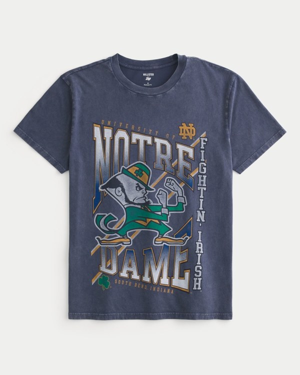 Relaxed Notre Dame Fighting Irish Graphic Tee, Washed Navy