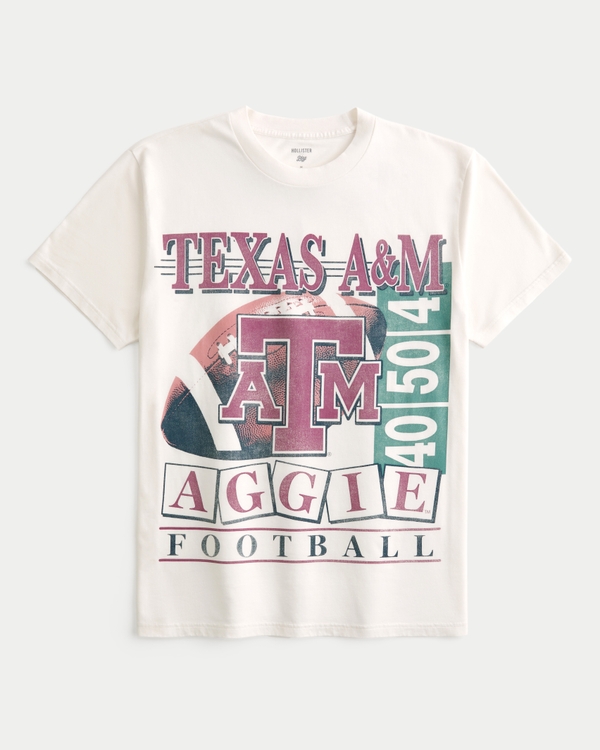 Relaxed Texas A&M Aggies Football Graphic Tee, Cream