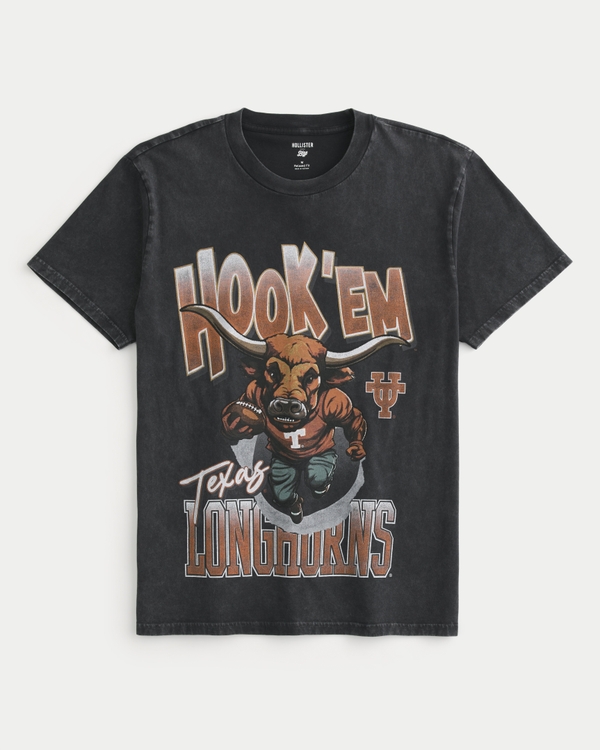 Relaxed University of Texas Longhorns Graphic Tee, Washed Black - Ut