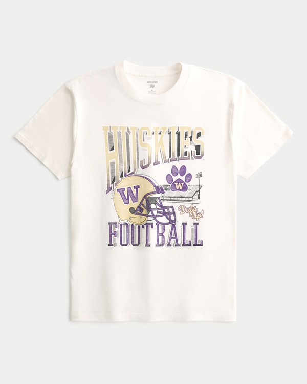 Relaxed University of Washington Huskies Graphic Tee, Cream - Uw view 1