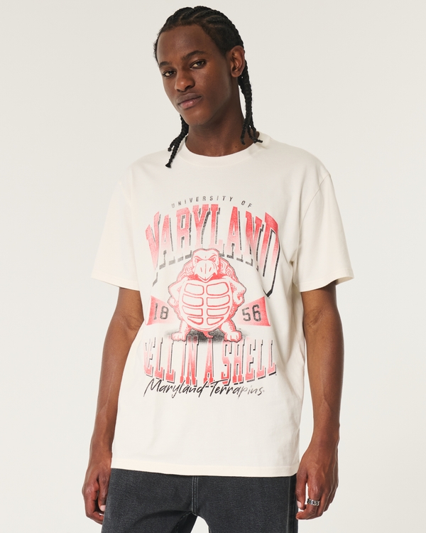 Relaxed University of Maryland Terrapins Graphic Tee, Cream - Maryland