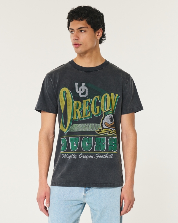 University of Oregon Ducks Graphic Tee, Washed Black - Oregon
