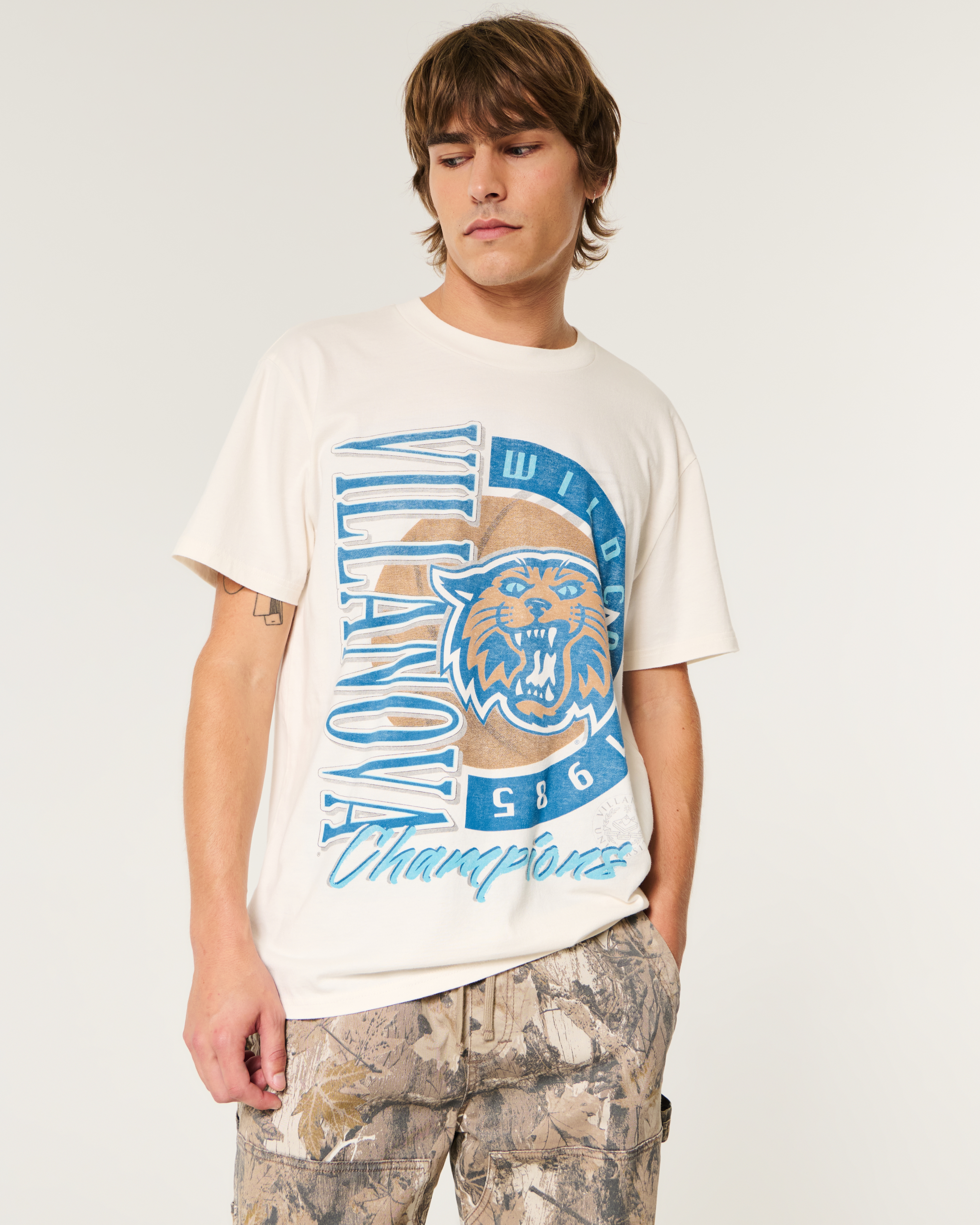 [HOLLISTER] ロールアップTシャツ ターコイズブルー M HOLLISTER] ロールアップTシャツ ターコイズブルー M