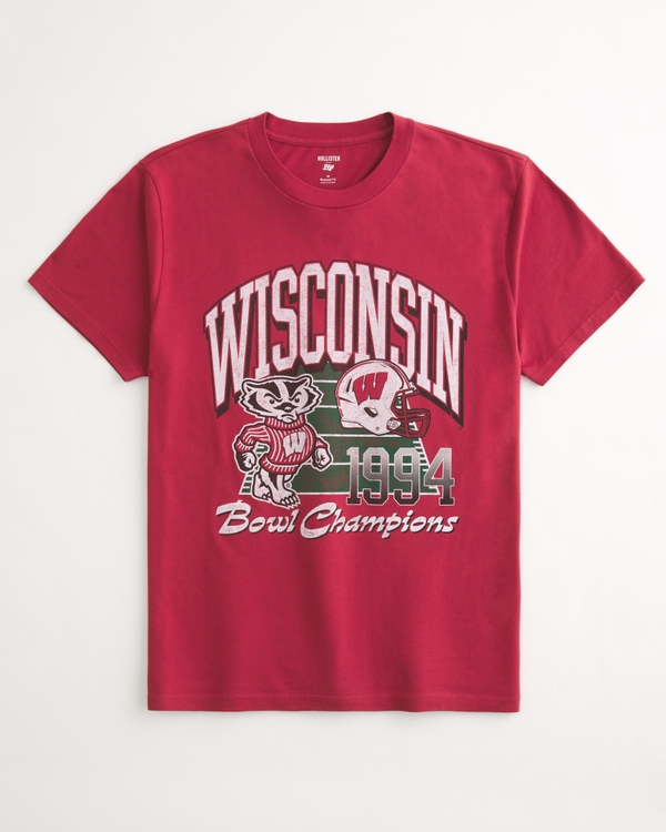 Relaxed Wisconsin Badgers Graphic Tee, Red - Wisco