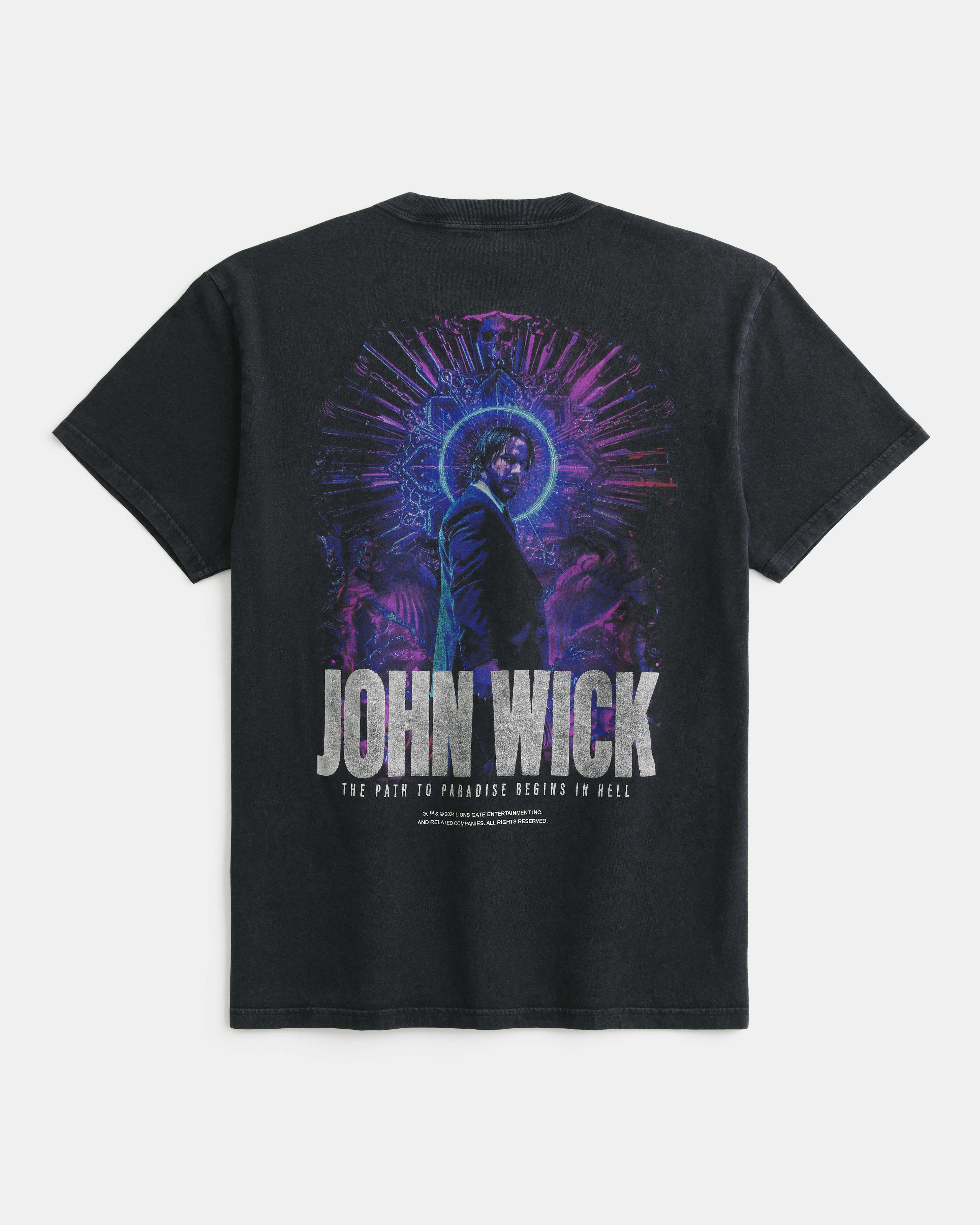 Men s Relaxed John Wick Graphic Tee in Washed Black Size S from Hollister