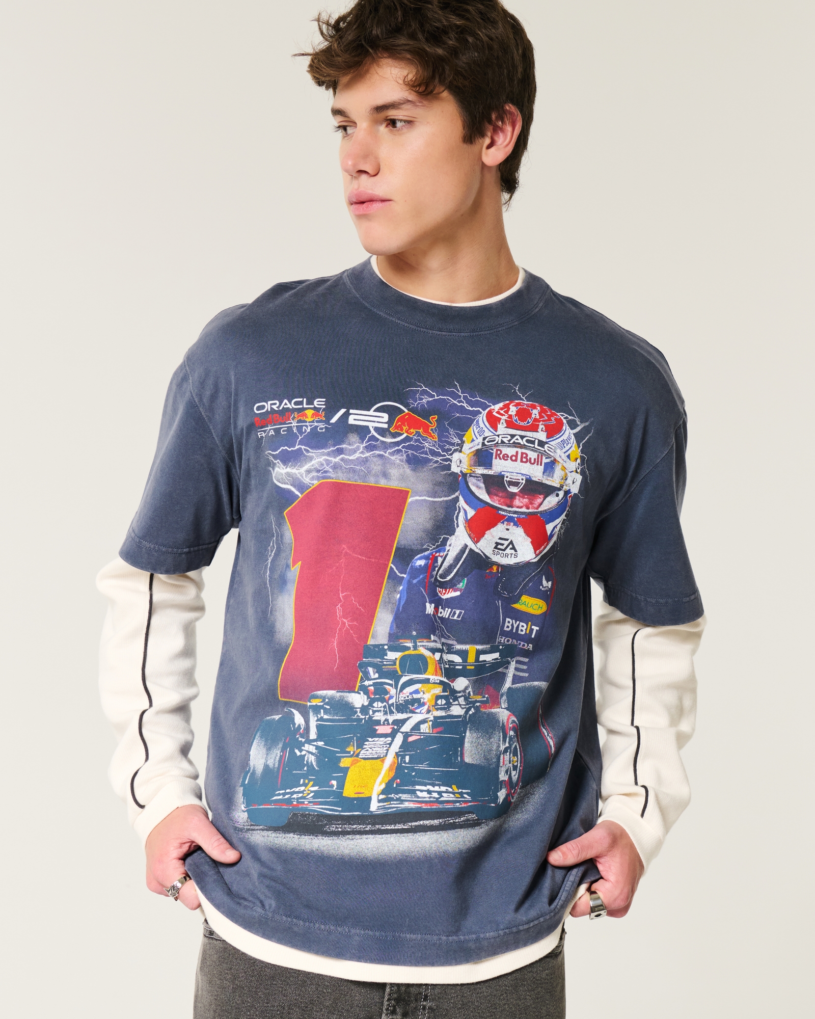 Men's Boxy Heavyweight Oracle Red Bull Racing Graphic Tee Men's