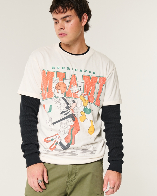 Relaxed Disney Miami Hurricanes Graphic Tee, Cream