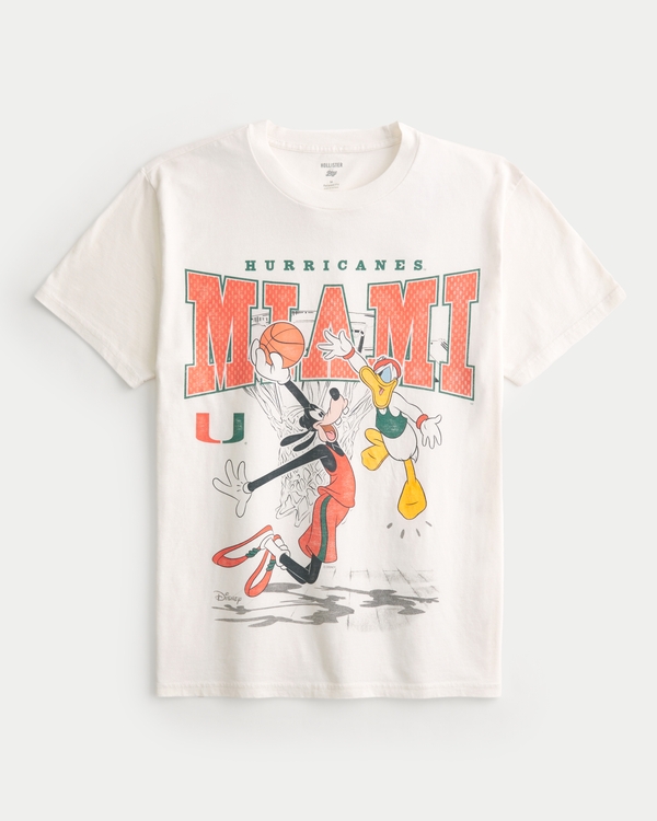 Relaxed Disney Miami Hurricanes Graphic Tee, Cream view 1