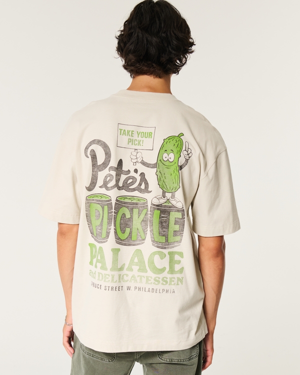 Boxy Heavyweight Pete's Pickle Palace Graphic Tee, Cream