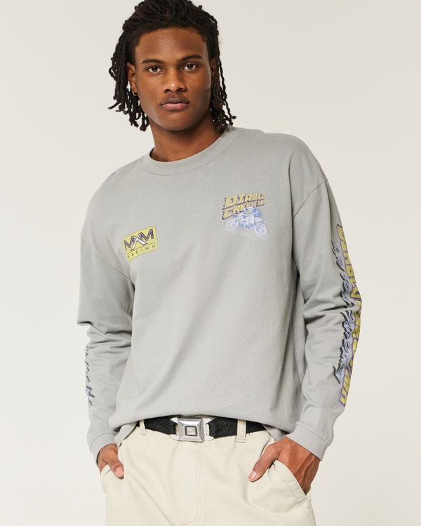 Boxy Heavyweight Diablo Creek MX Racing Graphic Tee, Gray view 1