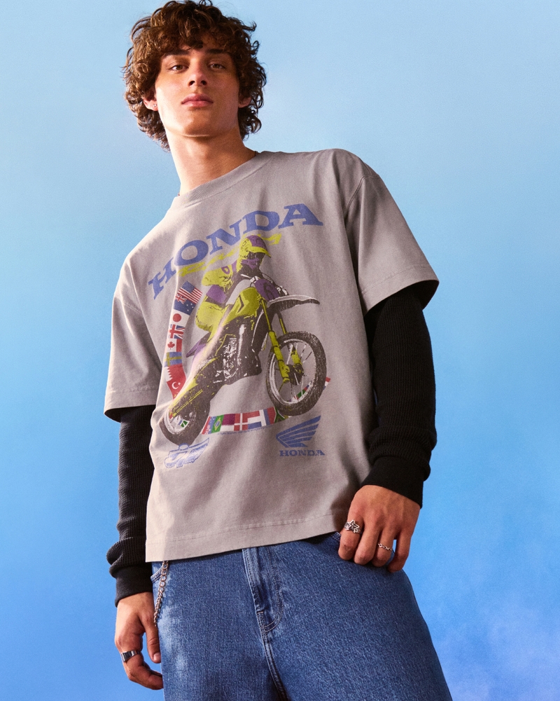 Men's Boxy Heavyweight Honda Racing Graphic Tee Men's Clearance