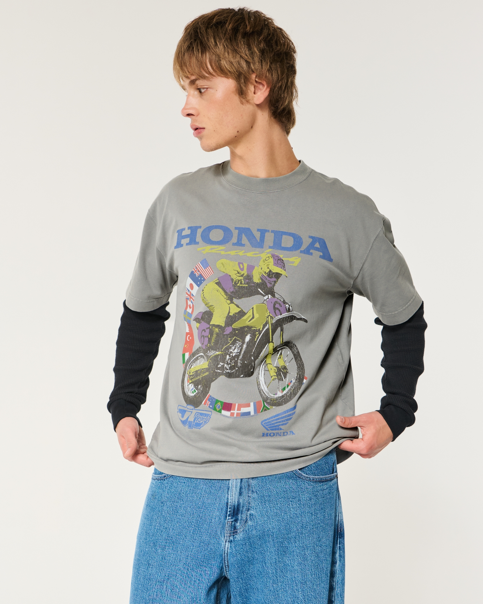 Honda Racing Red and Blue Heather Performance Tee