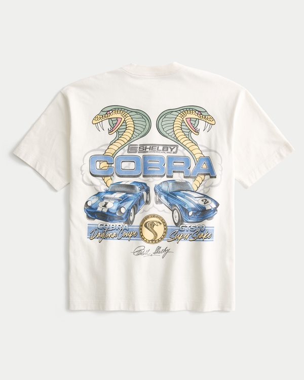 ボクシー ヘビーウェイトShelby CobraグラフィックTシャツ, クリーム view 1