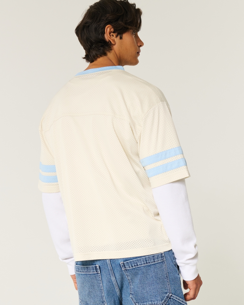 Boxy Crop Mesh Graphic Football Jersey