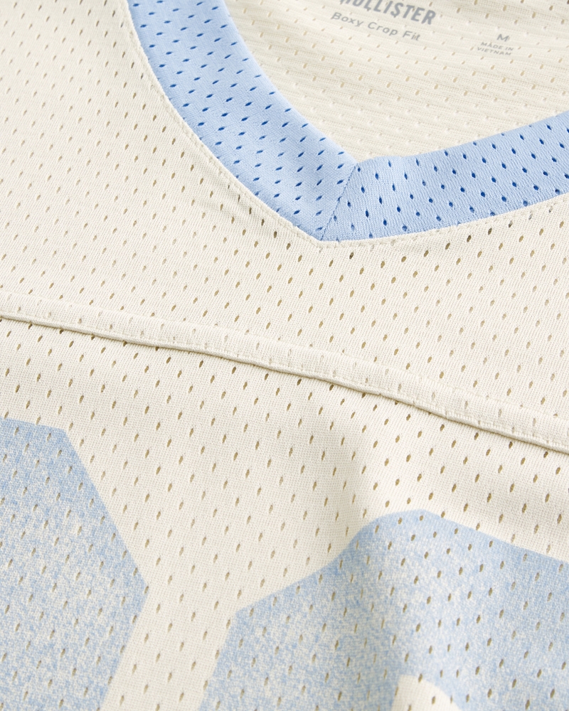 Boxy Crop Mesh Graphic Football Jersey