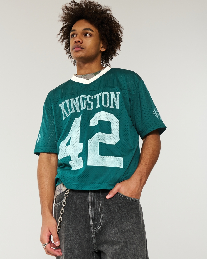 Boxy Crop Mesh Kingston Graphic Football Jersey