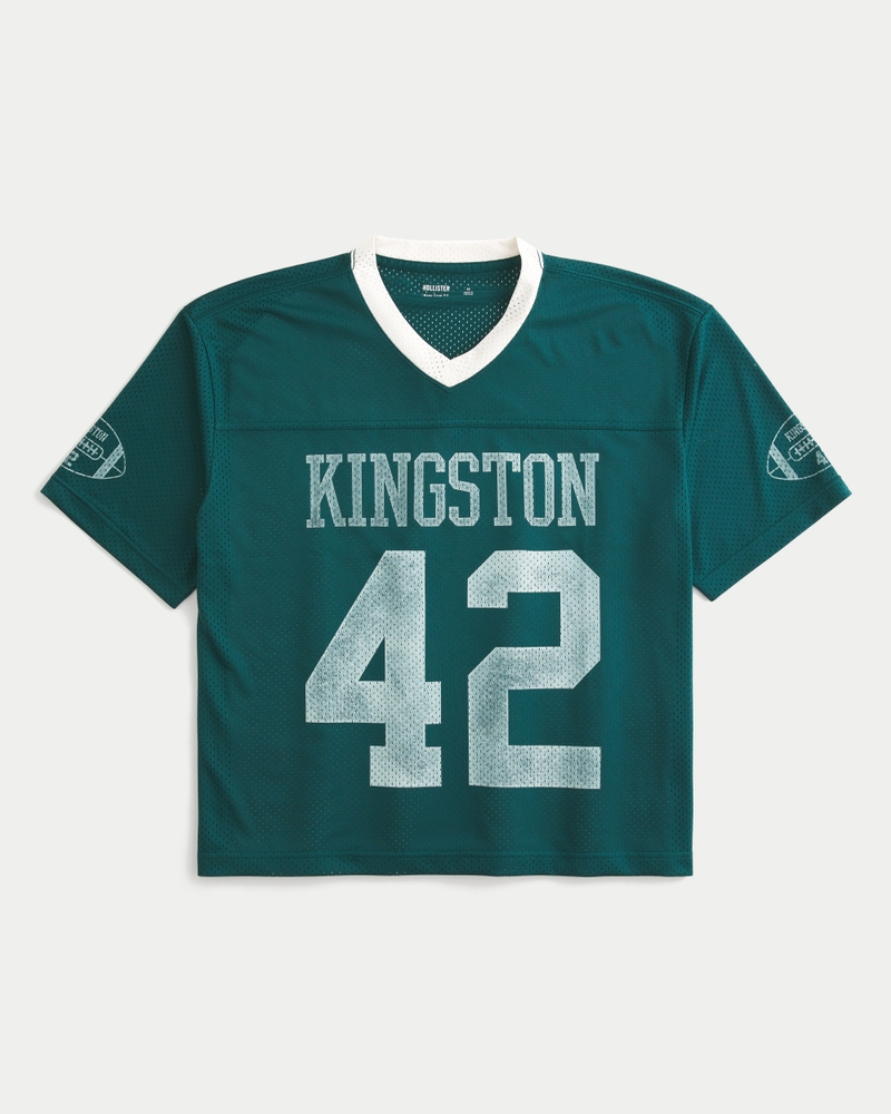 Boxy Crop Mesh Kingston Graphic Football Jersey