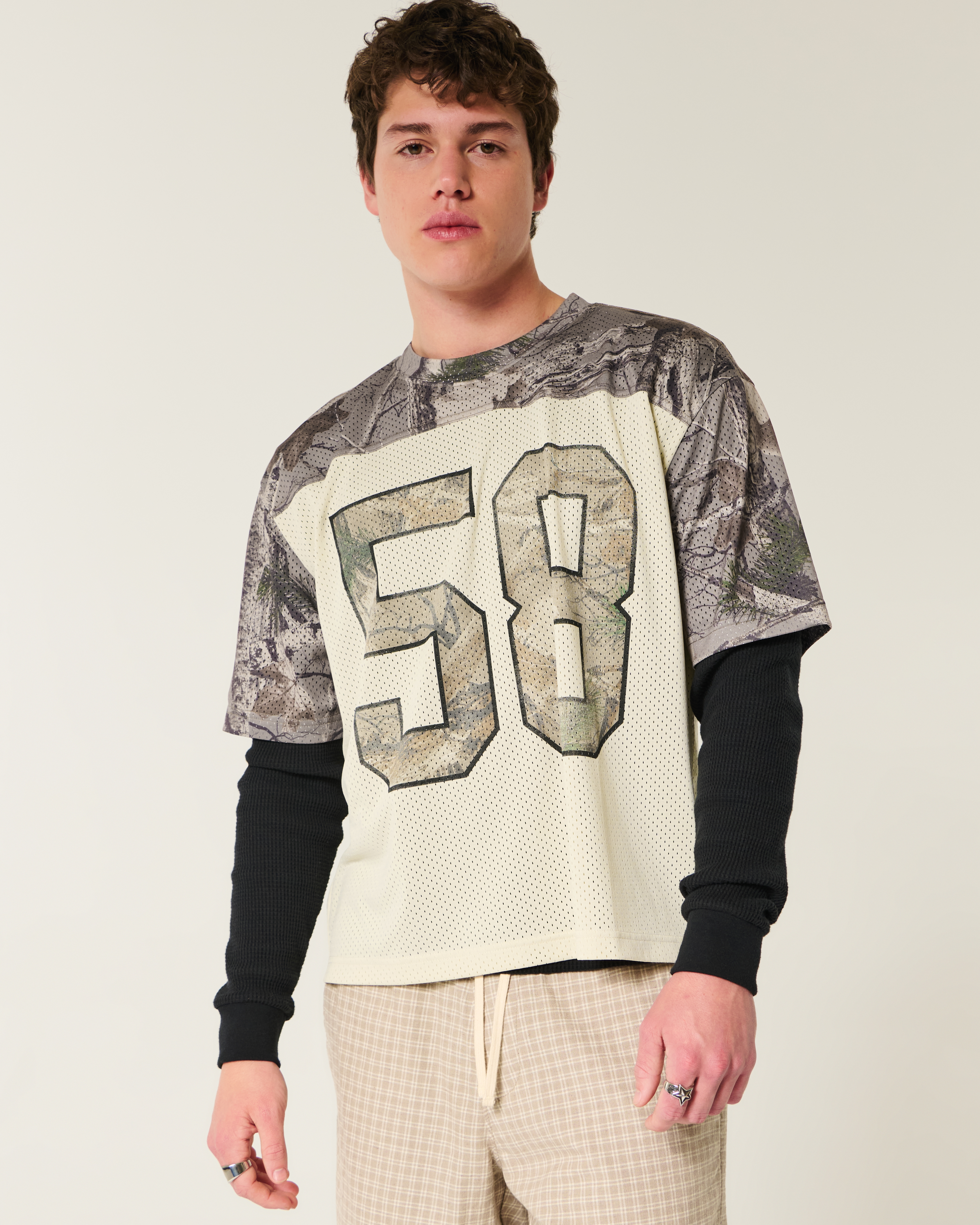 Boxy Crop Mesh Graphic Football Jersey