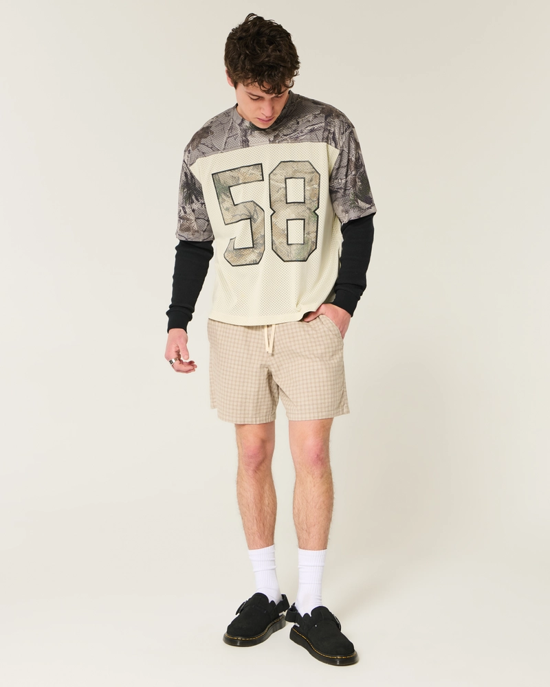 Boxy Crop Mesh Graphic Football Jersey