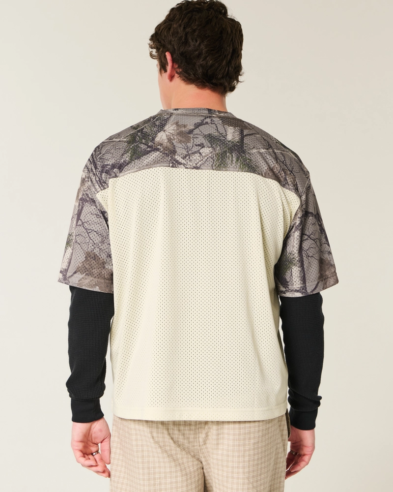 Boxy Crop Mesh Graphic Football Jersey