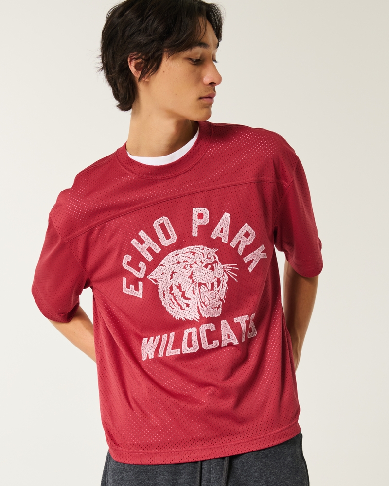 Boxy Crop Mesh Echo Park Graphic Football Jersey