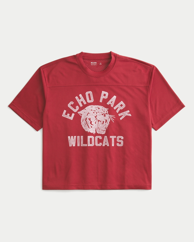 Boxy Crop Mesh Echo Park Graphic Football Jersey