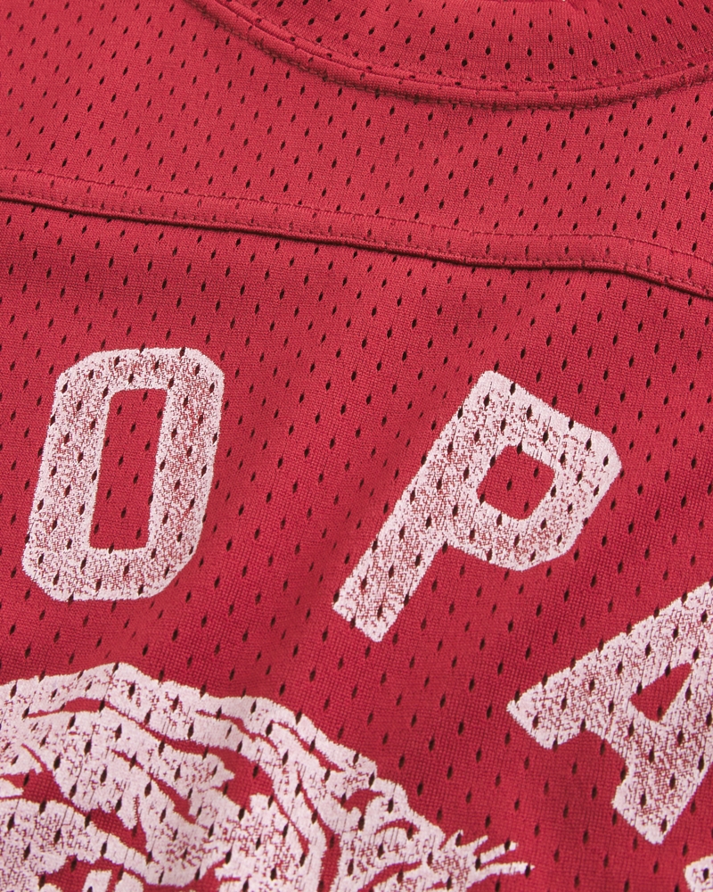 Boxy Crop Mesh Echo Park Graphic Football Jersey