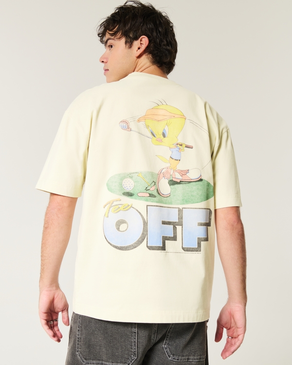 Boxy Heavyweight Tweety Golf Graphic Tee, Cream view 1