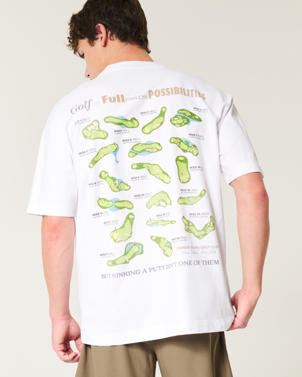 Boxy Heavyweight Fairway Island Golf Club Graphic Tee, White view 1
