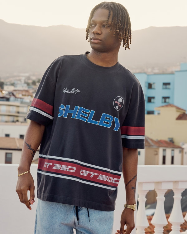 Boxy Heavyweight Shelby Graphic Tee, Black view 1