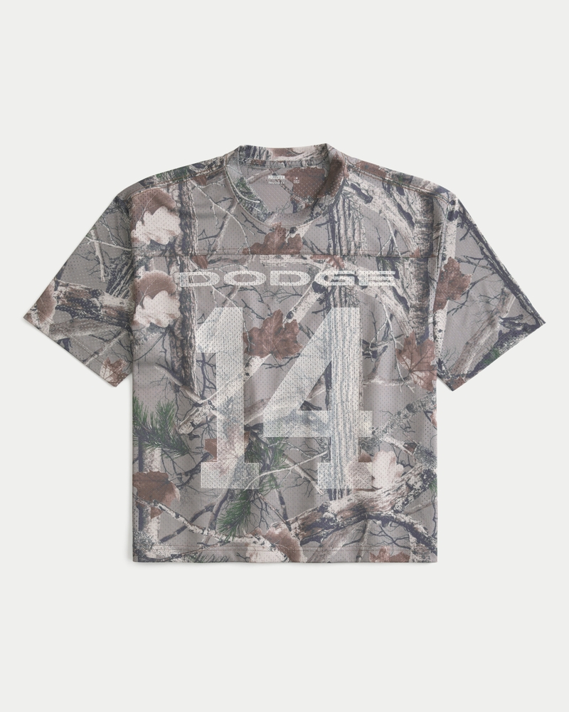 Boxy Crop Camo Dodge Graphic Jersey