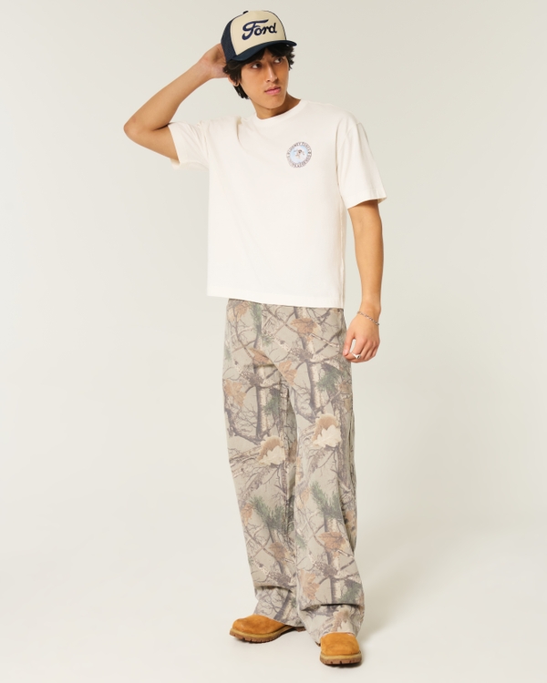 Boxy Crop Looney Tunes Taz Graphic Tee, Cream view 2