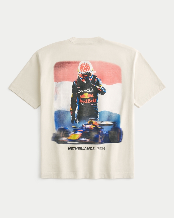 Boxy Heavyweight Oracle Red Bull Racing Graphic Tee, Dark Cream view 1