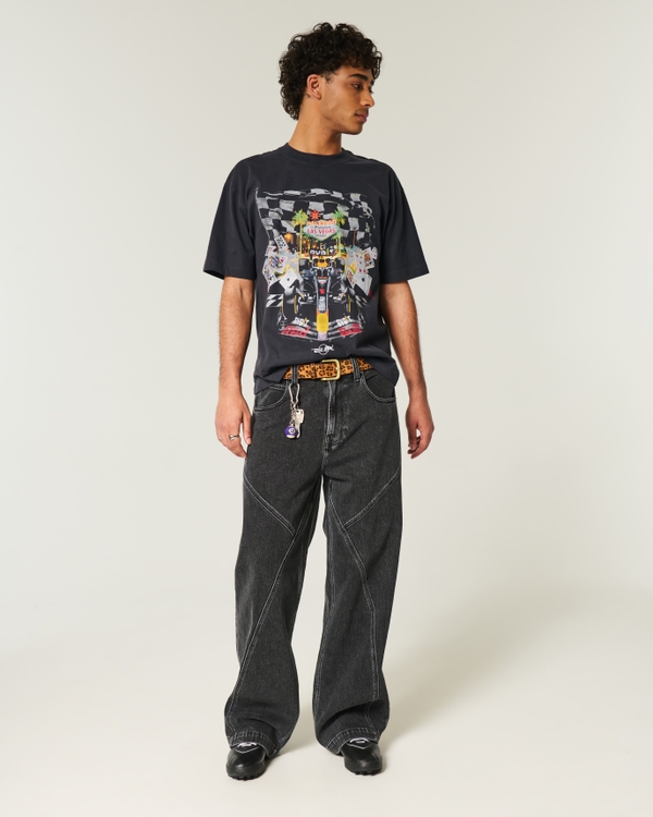 Boxy Heavyweight Oracle Red Bull Racing Graphic Tee, Faded Black view 2