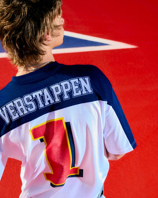 Boxy Crop Oracle Red Bull Graphic Jersey, White view 1
